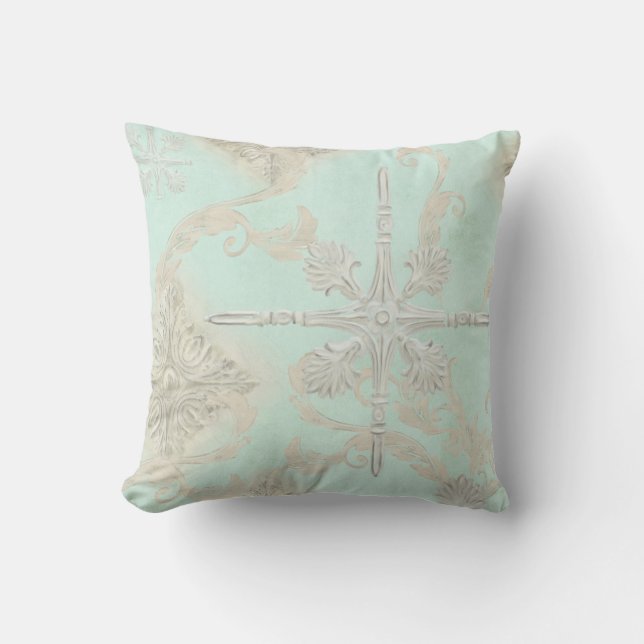 Modern Beach Ocean Coastal Architectural Fragments Throw Pillow (Front)