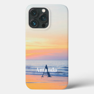 Modern Beach Ocean Tropical Monogram iPhone 13 Pro Case