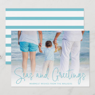 Modern Beach Photo Elegant Christmas Holiday Card