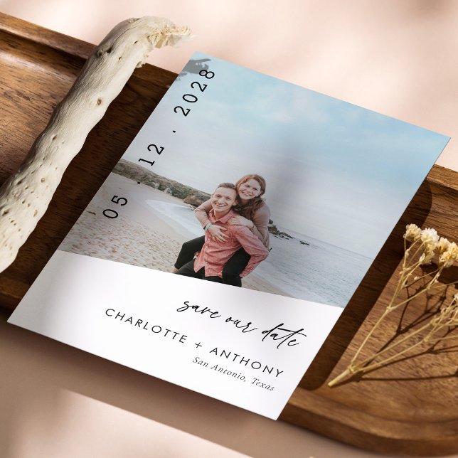 Modern Beach Photo Enregistrer La Carte Date (Modern Beach Photo Save The Date Card)