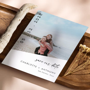 Modern Beach Photo Save The Date Card
