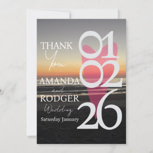 Modern Beach Photo Typography  Thank You Card