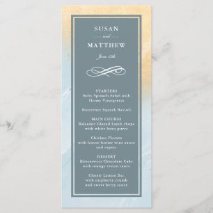 Modern Beach Sand & Ocean Menu Card