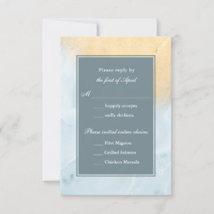 Modern Beach Sand & Ocean Wedding Reply RSVP Card