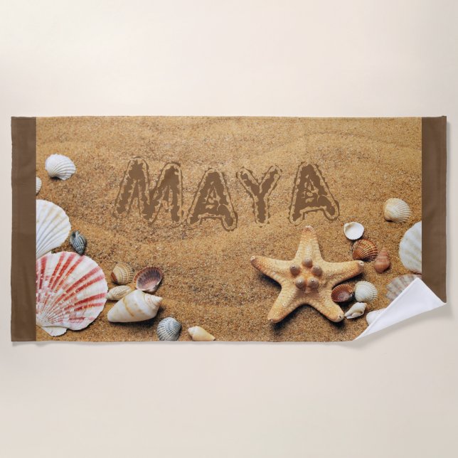 Modern, Beach, Sand, Personalized Beach Towel (Front)