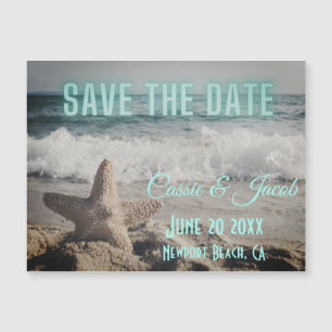 Modern Beach Scene Save the Date Magnetic Card