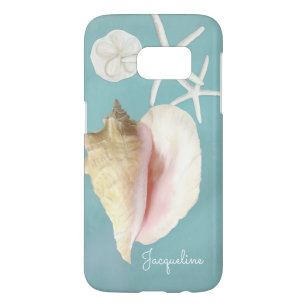 Modern Beach Seashell Conch Shell Starfish Art Samsung Galaxy S7 Case