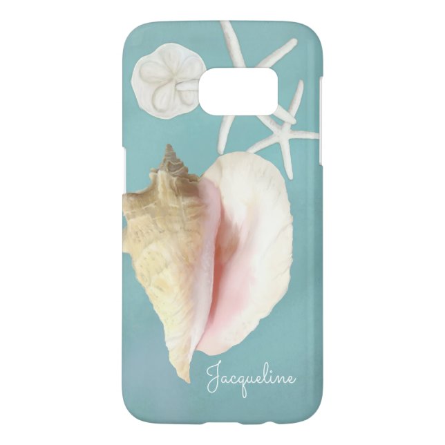 Modern Beach Seashell Conch Shell Starfish Art Case-Mate Samsung Galaxy Case (Back)