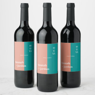 Modern Beach Seaside Dunes   Personalized Wedding Wine Label