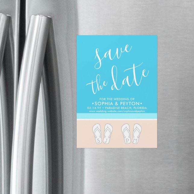 Modern Beach Simple Tropical Wedding Save the Date Magnetic Invitation (Creator Uploaded)