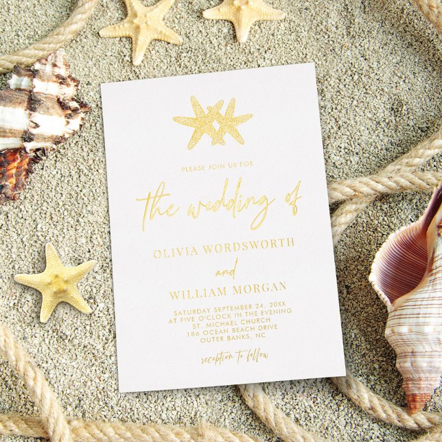 Modern Beach Starfish Coastal Script Wedding (Creator Uploaded)