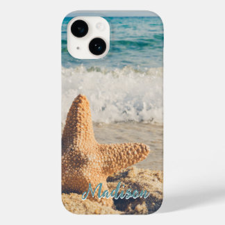 Modern Beach Starfish Shell Sky Personalized Case-Mate iPhone 14 Case