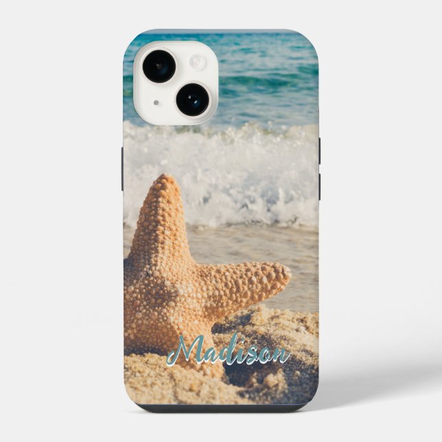  Modern Beach Starfish Shell Sky  Personalized    iPhone Case (Back)