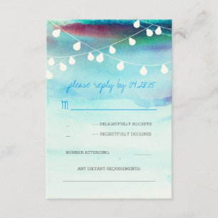 modern beach watercolor blue wedding RSVP cards
