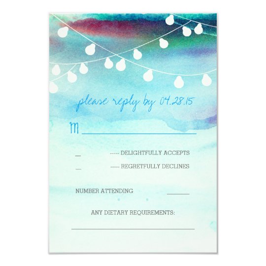 modern beach watercolor blue wedding RSVP cards