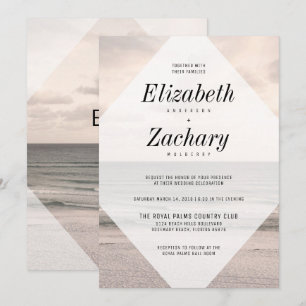 Modern Beach Wedding Diamond Invitation