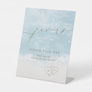 Modern beach wedding favors please take one sign
