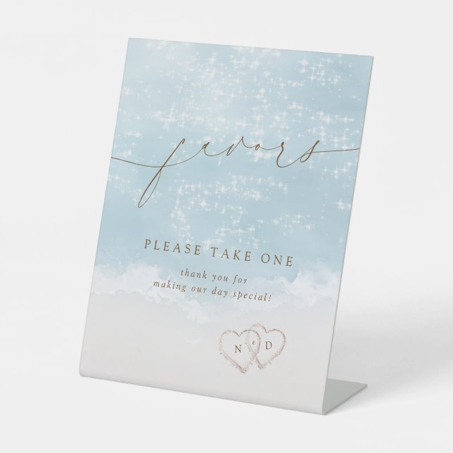 Modern beach wedding favours please take one sign (Front)