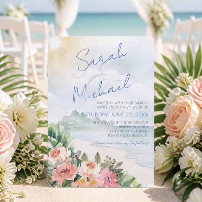 Modern Beach Wedding Invitation (Creator Uploaded)