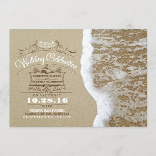 Modern beach wedding invitations -Sea Foam Sand