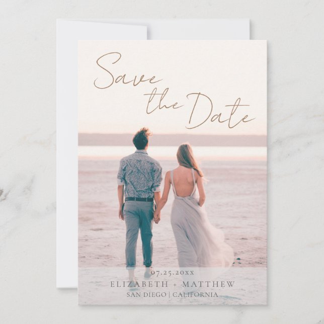 Modern Beach Wedding Save the Date Invitation (Front)