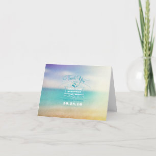 Modern beach wedding thank you cards