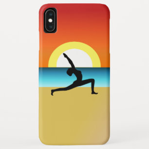 Modern Beach Yoga Warrior Pose Silhouette Asana iPhone XS Max Case