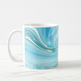 Modern Beachy Blue Abstract Liquid Coffee Mug