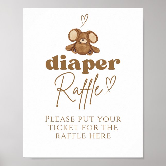 Modern Bearly Wait Baby Shower Diaper Raffle  Poster (Front)