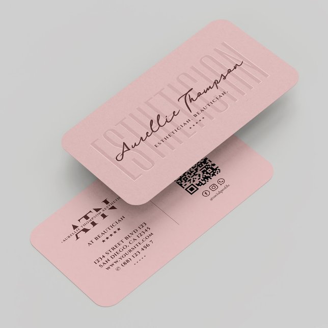 Modern Beautician Aesthetician Monogram Pink  Business Card (Modern Beautician Esthetician Monogram Pink Business Card
)