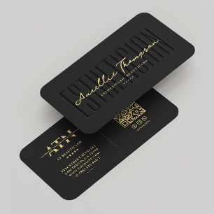 Modern Beautician Cosmetologist Black Gold Business Card