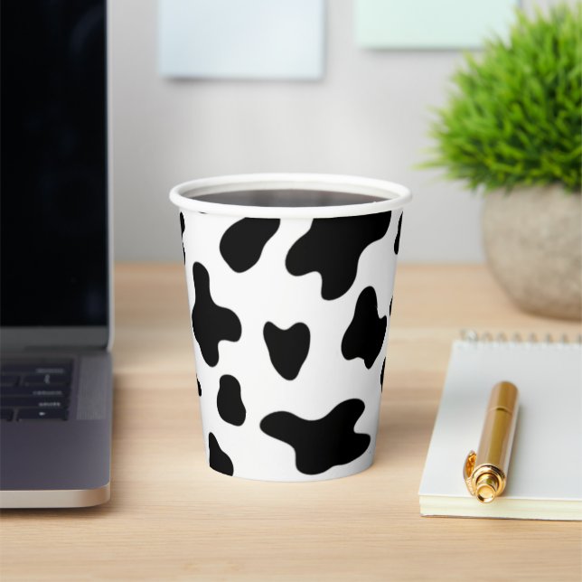 Modern Beautiful  Black and White Cow Paper Cups (Insitu)