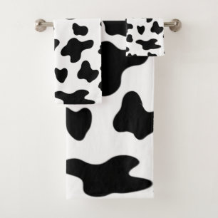 Modern Beautiful Black and White Cow Pattern Bath Towel Set