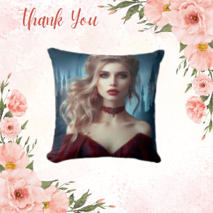 Modern Beautiful Blonde Woman Portrait Throw Pillow