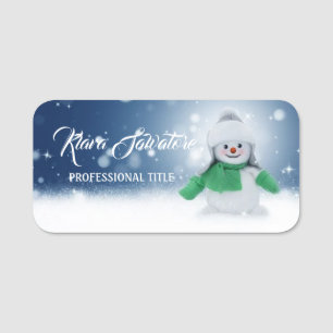 Modern Beautiful Christmas Snowman Name Tag