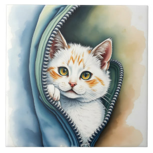 Modern Beautiful Cute Watercolor Cat Collection Tile