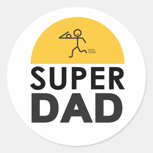 Modern Beautiful Design "SUPER DAD" Classic Round Sticker (Front)