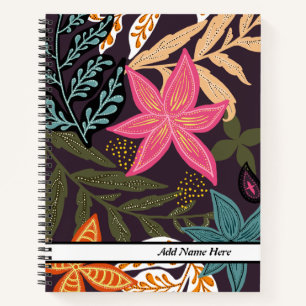 Modern Beautiful Floral Customizable Name  Notebook