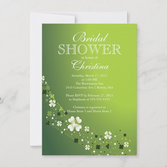 Modern Beautiful Irish Shamrock Bridal Shower Invitation (Front)