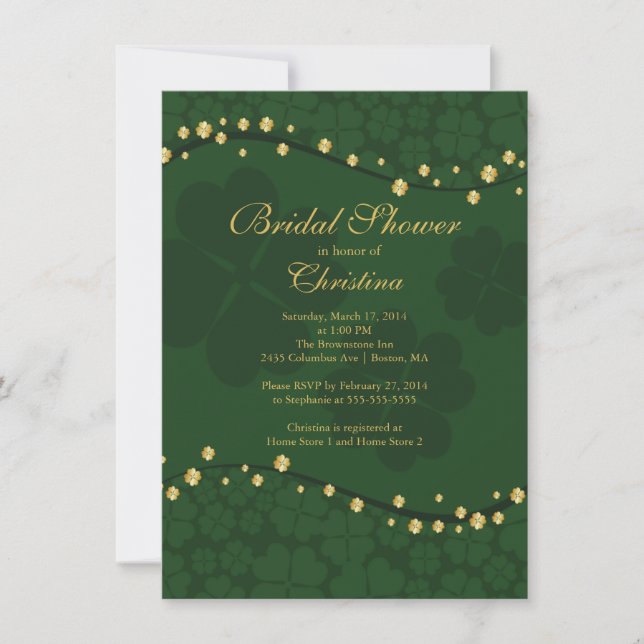 Modern Beautiful Irish Shamrock Bridal Shower Invitation (Front)