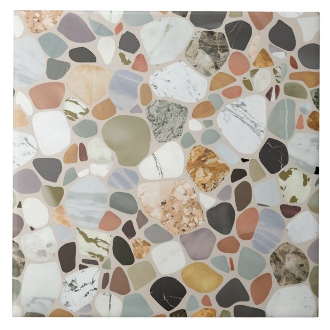 Modern beautiful natural rock terrazzo Pattern Tile (Front)