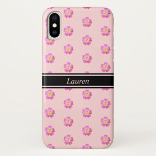 Modern Beautiful Pink Flowers on Light Coral Pink Case-Mate iPhone Case