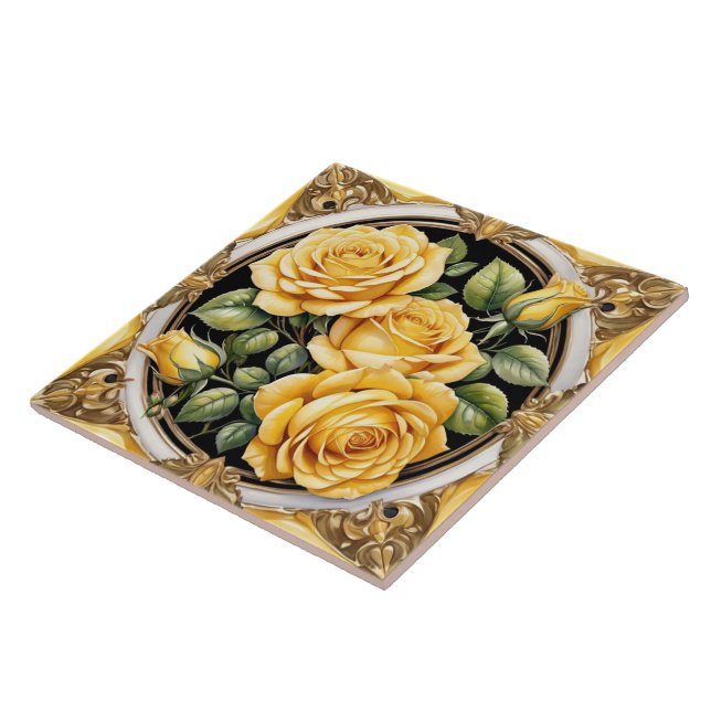 Modern Beautiful Yellow Rose Collection Tile (Side)