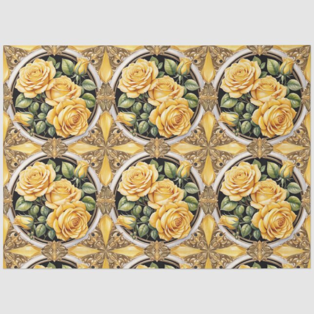 Modern Beautiful Yellow Rose Collection Tissue Paper (Front)
