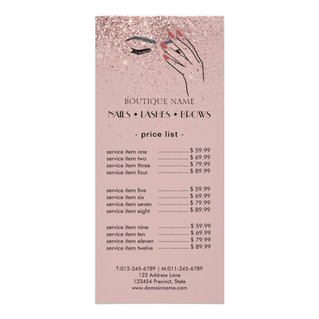 Modern Beauty Logo Nails Eyelashes Brows Rack Card (Front)
