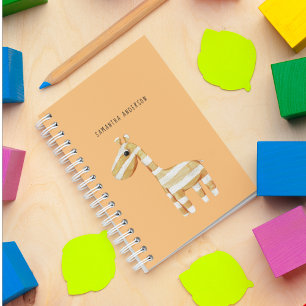 Modern Beauty Orange Giraffe With Name Notebook