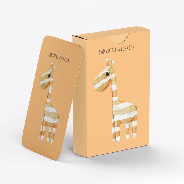 Modern Beauty Orange Giraffe With Name Playing Cards (Creator Uploaded)