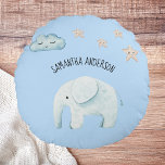 Modern Beauty Pastel Blue Elephant & Stars Kid Round Pillow<br><div class="desc">Modern Beauty Pastel Blue Elephant & Stars Kid</div>