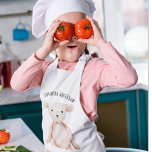 Modern Beauty Pastel Pink Teddy Bear With Name Kids Apron<br><div class="desc">Modern Beauty Pastel Pink Teddy Bear With Name</div>
