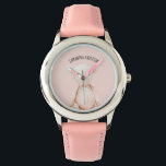 Modern Beauty Pastel Pink Teddy Bear With Name Watch<br><div class="desc">Modern Beauty Pastel Pink Teddy Bear With Name</div>